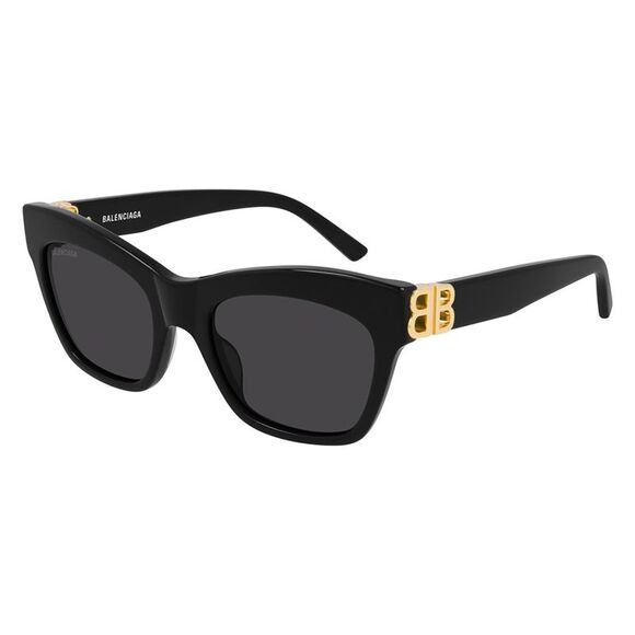 Balenciaga BB 0132S 001 Black Plastic Butterfly Sunglasses 53mm